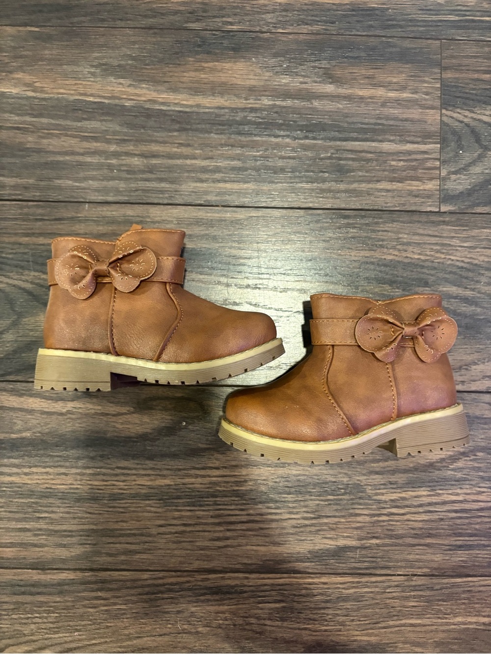Toddler Girls Brown Leather Bow Ankle Boots Booties – Size 5